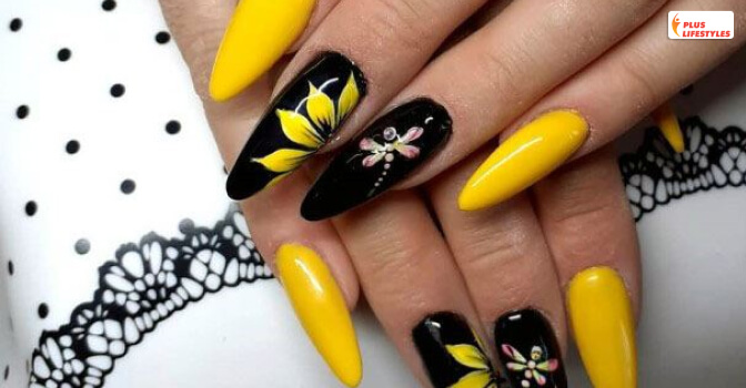Floral Style Almond Nail