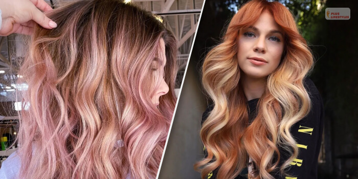 Peach And Blonde Highlights