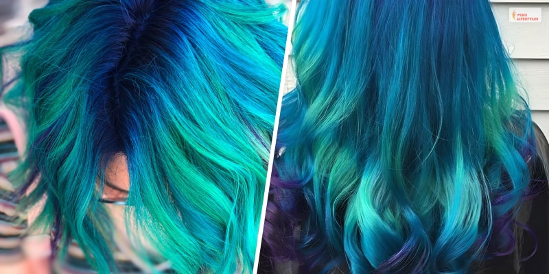 Sea Green With Navy Blue Roots
