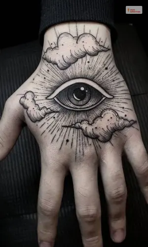Gothic-Inspired Evil Eye Design for Tattoos