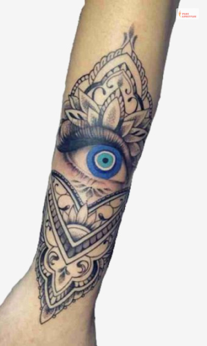Tribal-Theme Evil Eye Design for Tattoos