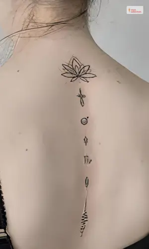 Birth Flower Spine Tattoo