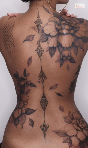Floral Spine Tattoo