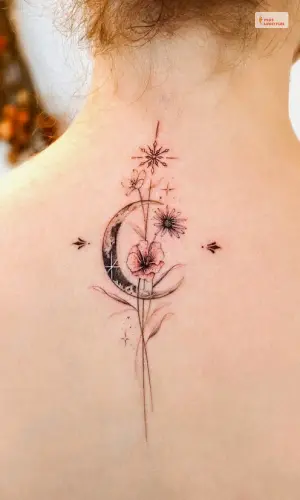 Moon Tattoo On Spine