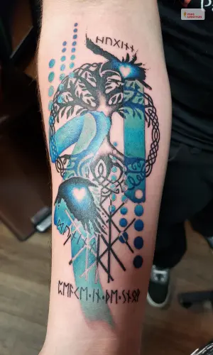 Blue Trash Polka Tattoo Style -2 