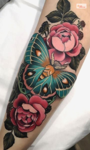 Neo Traditional Flower Tattoo