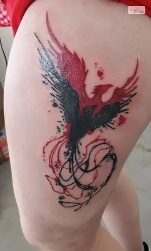 Phoenix Trash Polka Tattoo Style   