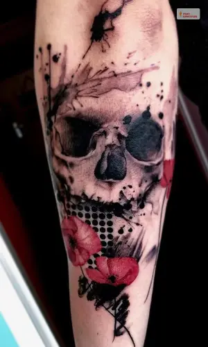 Skeleton Polka Trash Tattoo Style For Women  