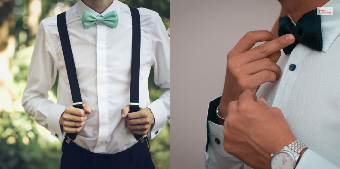 Shirts And Trousers With Suspenders And A Bow Tie  