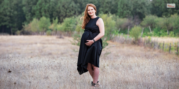 Asymmetrical Hem Plus Size Maternity Dress