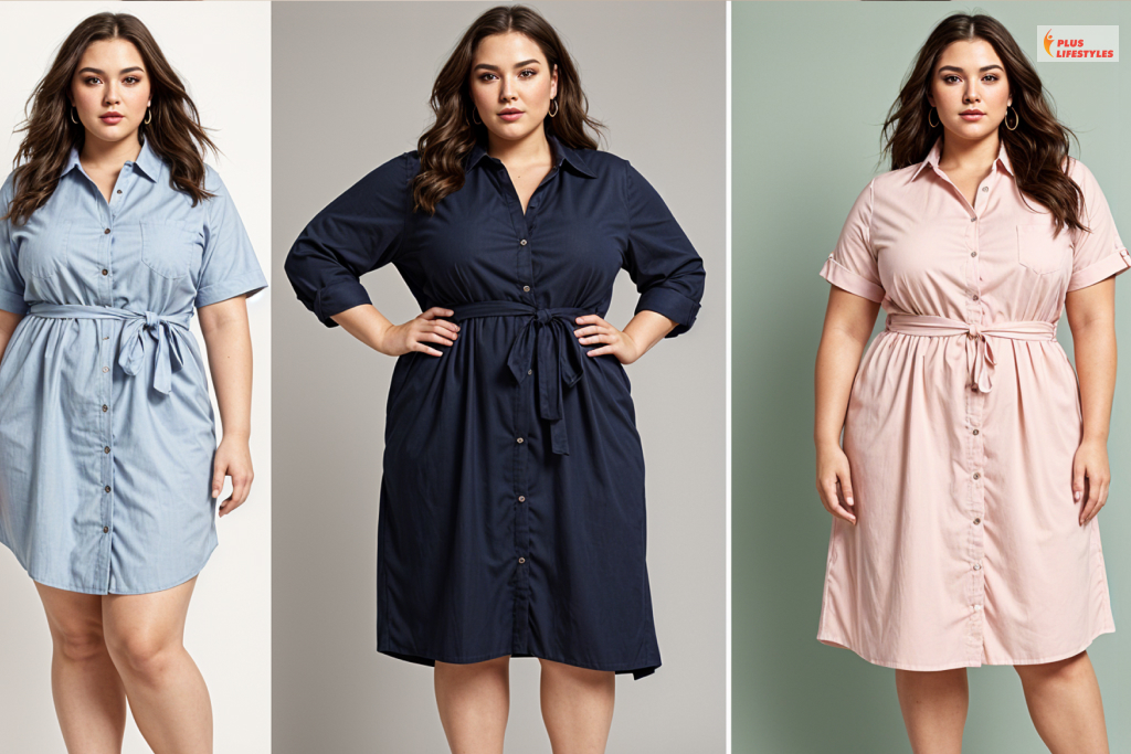 Button Down Shirt Dresses: plus-size fall outfits