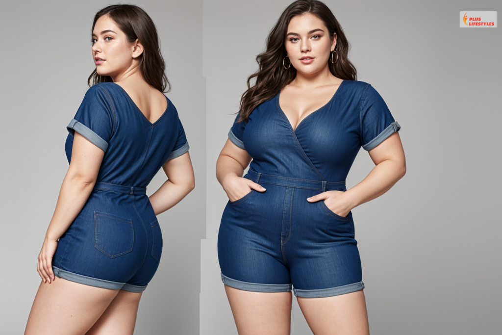 V-Neck Denim One-Piece